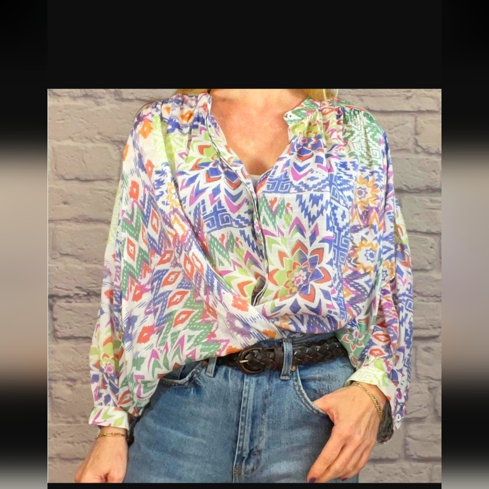 Maeve Multicolor Geometric Print Women's Top